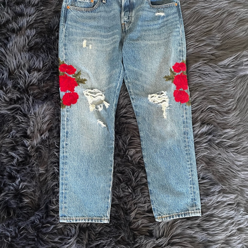 Rose patched jeans